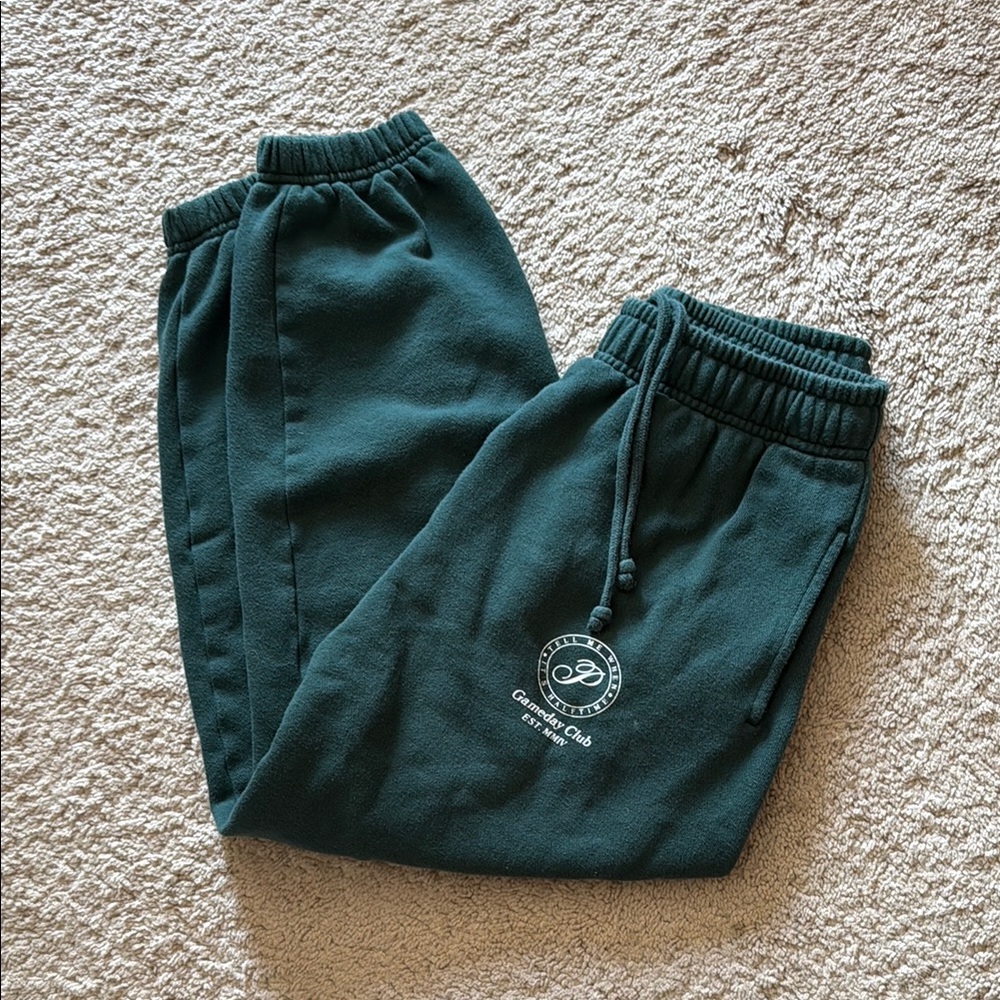 PINK Victoria's Secret Green Track Joggers with Elastic Cuffs